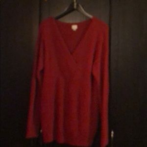Super soft tunic length red sweater